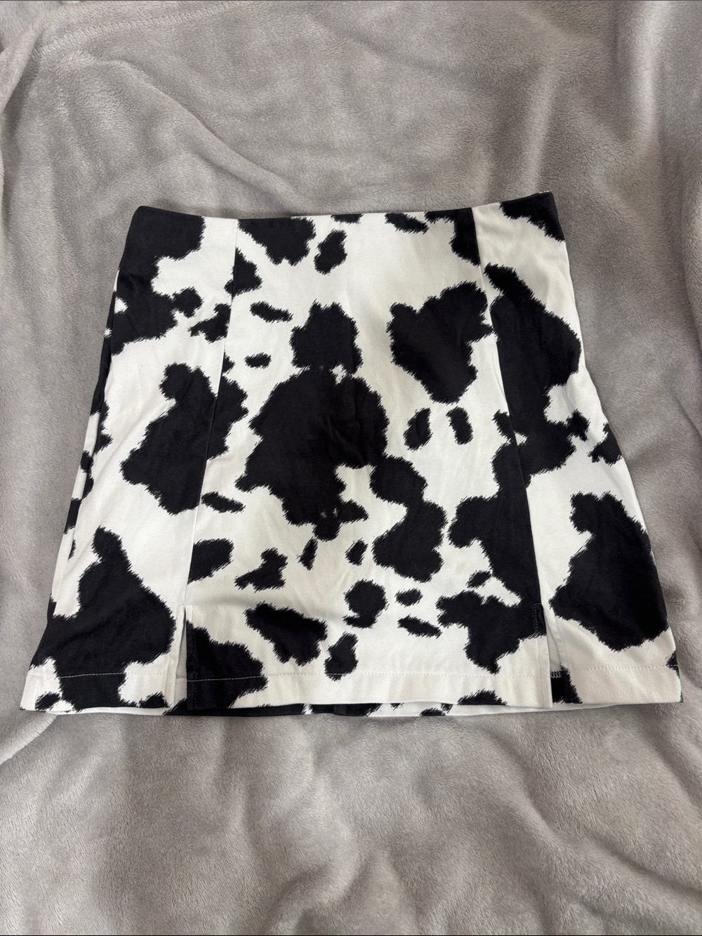 Alya Black & White Cow Print Mini Skirt